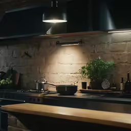 a stove top oven sitting in a kitchen