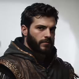 man with beard and leather jacket posing for a portrait