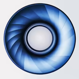 a very big pretty blue object with its center spinning