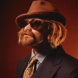 a man in a suit and tie wearing shades and a hat