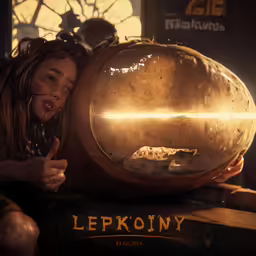 girl looks at her favorite musical instrument that is lighted by bright light