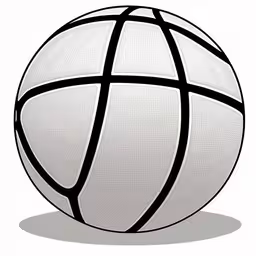 a white and black ball is on a white surface,an white ball with black stripes is shown