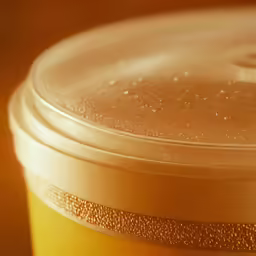 there is a yellow jar with some glitter on it