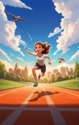 an animated photo of a woman running on a track