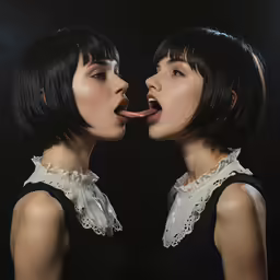 two women sticking their tongues out