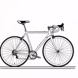a bicycle is depicted in black and white