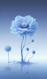 blue flowers against a blue, blue background