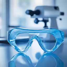 a pair of protective goggles on the table