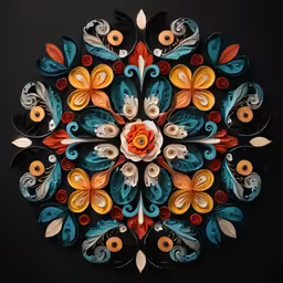 a colorful abstract circular design with many flowers