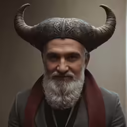 an image of a viking with a horns headdress on