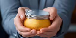 woman holding jar with shiny metallic coating inside