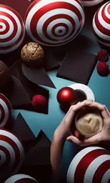 a person holds a cup with something in front of it
