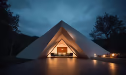 a tent that is open in the dark