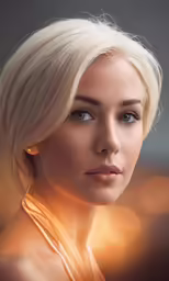 a woman with blond hair posing for a portrait
