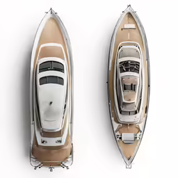 two boats are shown in a white background