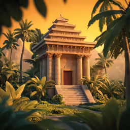 an old building in the middle of a tropical jungle
