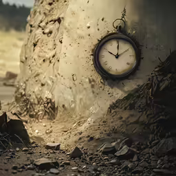 there is an old clock on the wall