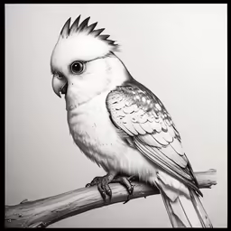 a drawing of a bird on a branch