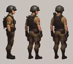 three different views of men in military uniforms,three men in uniforms in different positions of action