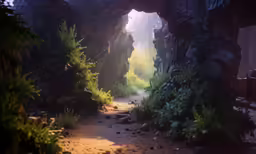 the entrance to a tunnel in a wooded area