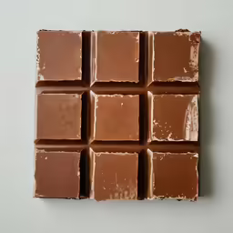 a square of chocolate with squares made of dark and light, one brown in color