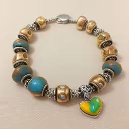 a bracelet with some charms and a heart,a bracelet with a heart shaped charm hanging from it
