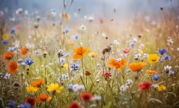 the colorful flowers are in full bloom