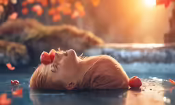 there is a girl with cherries in her hair