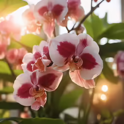 close up of a flowering plant with red and white flowers