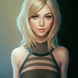 a digital painting of a blonde girl in dress