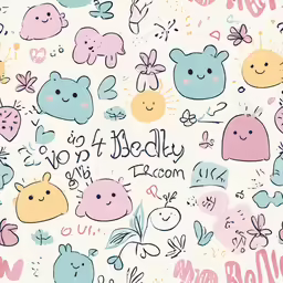a pattern with various animals and words on a white background