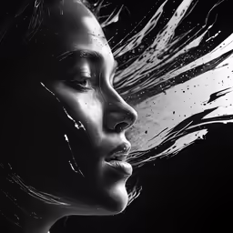 woman with water dripping all around her face