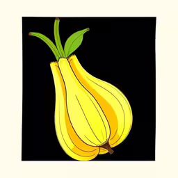 a black background with a drawing of two bananas on a stalk