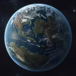 an extremely close shot of the earth is seen from space