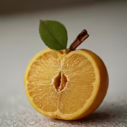 a half of an orange is shown with the peels taken out