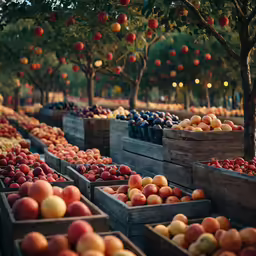 apples and apples trees in baskets at a market