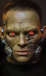 there is an image of a man with red eyes