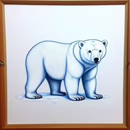 an animal drawing of a white polar bear