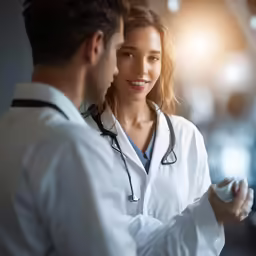 two doctors are working in a room together