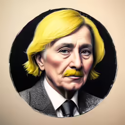 a drawing of albert freisman in a circle