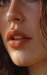 close - up of female lip showing different shade of lipstick