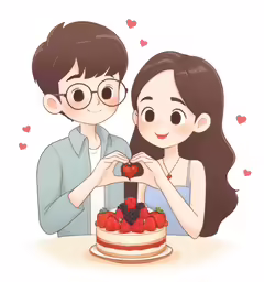 two people hold hands in front of a cake