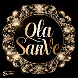a glowing gold wreath frame that reads old sangve on black with white sparkles