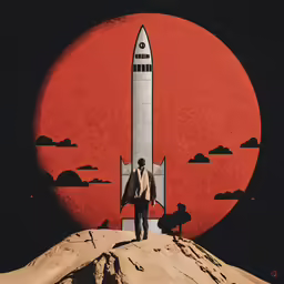 there is a poster depicting two people on a hill