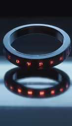 there is an illuminated ring of clocks placed on the table