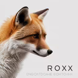 a red fox in profile in front of a white background