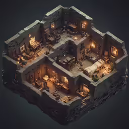 a stylized design of a house made out of rocks