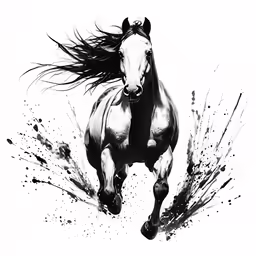horse with flowing hair on its back running by