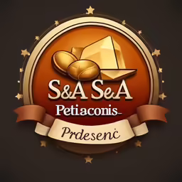 seasa peladais logo with golden stars and ribbon