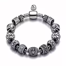 an image of a charm bracelet with charms,a bracelet with various beads and charms